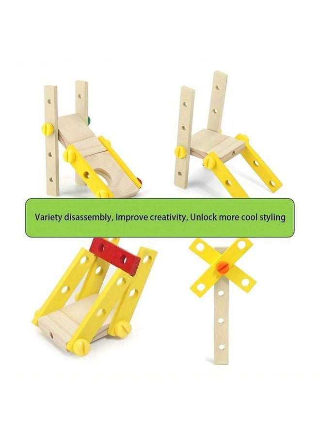 MUWANZI JHTOY 058 Wooden Pretend Play Tool Set STEM Educational Construction Toy Kit Enhances Focus Creativity Birthday Gift - Image 5